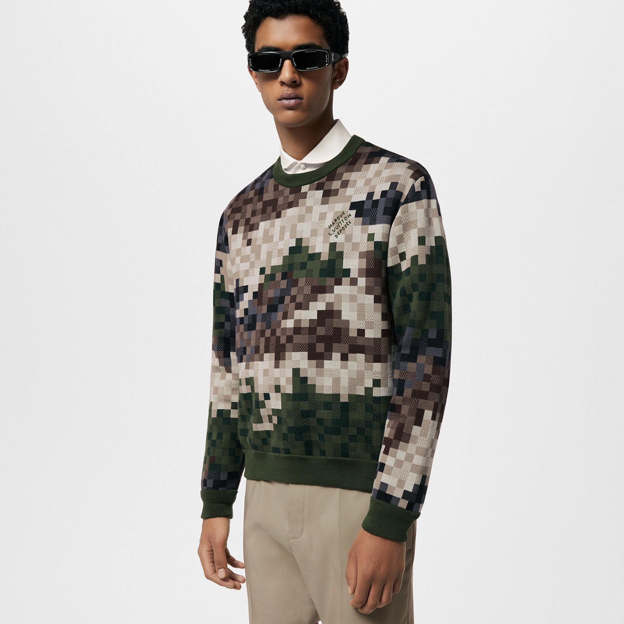 sarineizhanghui　Louis Vuitton 迷彩ニット Pulôver em Jacquard de Algodão Damier - Ready-to-Wear | LOUIS
